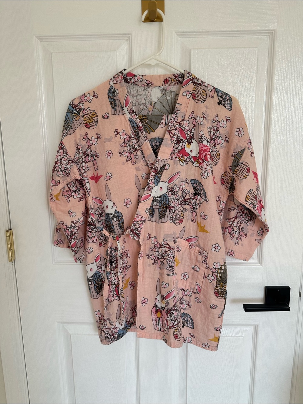 Kimono style Pink Bunny Pajamas